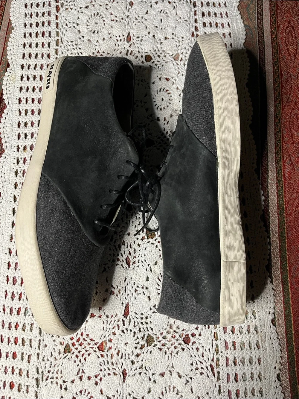 SeaVees saddle Oxford  charcoal Suede & wool Felt Casual Lace-Up Sneaker